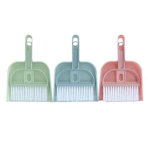 Mini Plastic Dustpan and Brush Set, Mini Dust Pans with Brush, Mini Hand Broom and Dustpan Set for Table, Desk, Keyboard, Cars(blue) thumbnail 7
