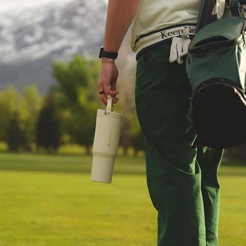 HydroJug Sport - Stainless Steel Tumbler with Straw, Vacuum Insulated, 32oz Leakproof Water Bottle, Ergonomic Design, Reusable, Dishwasher Safe, Rubber Base, Durable for Gym or Outdoors, Cream thumbnail 6