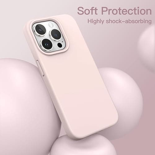 JETech Coque Silicone pour iPhone 15 Pro 6,1 Pouces, Protection Complète du Corps au Toucher Soyeux, Étui Housse Anti-Chocs (Rose Pâle) thumbnail 4