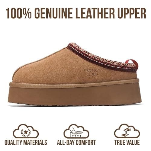 Project Cloud 100% Genuine Leather Platform Slippers for Women – Soft Memory Foam Womens Slippers & Supportive Clogs for Women 2025 – Cozy, Stylish Everyday Footwear (Sayre) thumbnail 3
