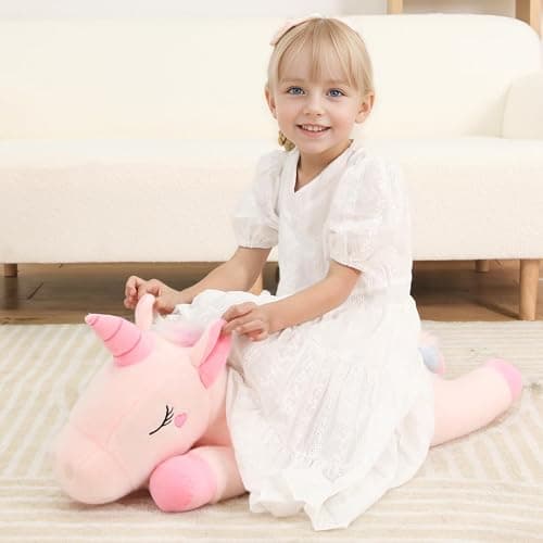 32inch Cute Giant Pink Unicorn Plush, Jumbo Soft Body Pillow Pet, Large Rainbow Unicorn Stuffed Animals Toy, Big Doll for Kids Girls and Boys, Birthday, Valentine's Day thumbnail 2