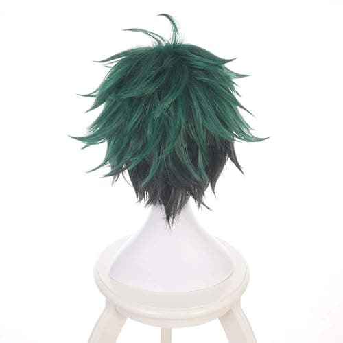ZGNGLIZ Anime Cosplay Wig Dark Green Short Curly Synthetic Hair for Men Anime Costume Party & Halloween with Free Wig Cap (Dark Green) thumbnail 4