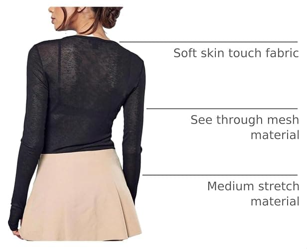 RoseSeek Women's Sheer Mesh Long Sleeve T Shirts Going Out Tops thumbnail 4