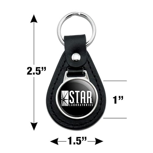GRAPHICS & MORE Black Leather The Flash TV Series STAR Labs Logo Keychain thumbnail 4
