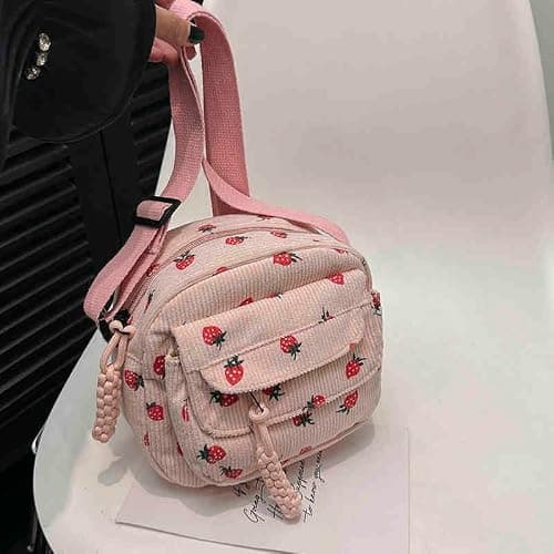 Strawberry bag cute purses for women Corduroy Tote Bag for Women cute crossbody bags for women kawaii purse thumbnail 3