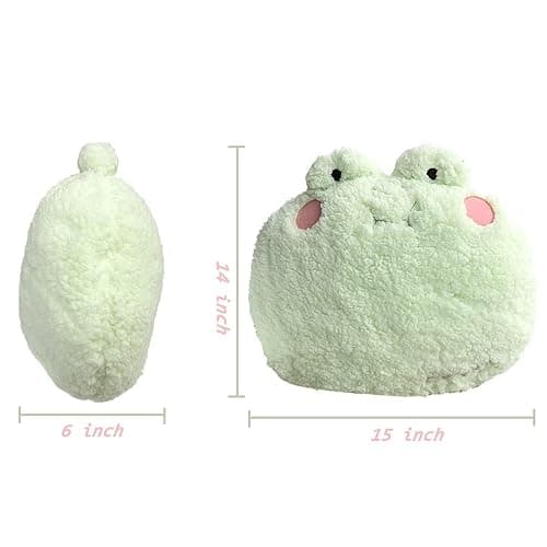 DXDE4U Frog Plush Pillow, Adorable Frog Stuffed Animal (15 * 14 inch), Home Cushion Decoration Plush Hugging Pillow Frog Toy Birthday Xmas Travel Gift for Kids Adults Girls Boys thumbnail 3