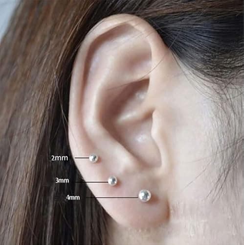 Renkovte Tiny Ball Stud Earrings for Women,Dainty 2mm 3mm 4mm Ball Studs for Cartilage Helix Second Lobe Piercing 316 Surgical Steel Hypoallergenic thumbnail 4