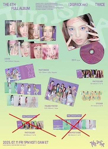 TWICE - 4TH FULL ALBUM [THIS IS FOR] (DIGIPACK ver.)(NAYEON COVER) 1ea + Official Exclusive Photocard 1ea (BDM)(NAYEON) thumbnail 3