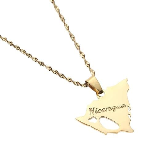 Stainless Steel Nicaragua Map Pendant Necklace for Women Nicaraguans Maps Patriotic Charm Jewelry Gifts thumbnail 2