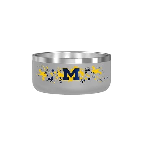 Gametime Sidekicks Michigan Wolverines Dog Bowl - Officially Licensed, 18/8 Stainless Steel, Double-Walled, Vacuum-Insulated, UV LED Printed Logos - - Image 1