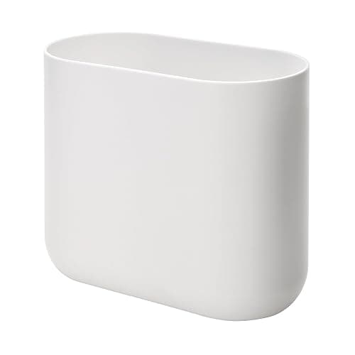 iDesign Small Slim Plastic Bathroom Trash Can, Garbage Can for Bedroom, Office, Desk, Dorm, White - Image 1