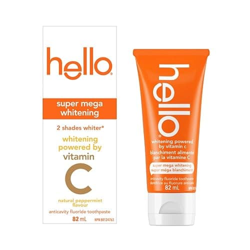 Hello Whitening Toothpaste with Fluoride Powered by Vitamin C, Teeth Whitening Toothpaste for Adults, Helps Freshen Breath and Removes Surface Stains, SLS Free, Natural Peppermint Flavor, 82mL Tube - Image 1