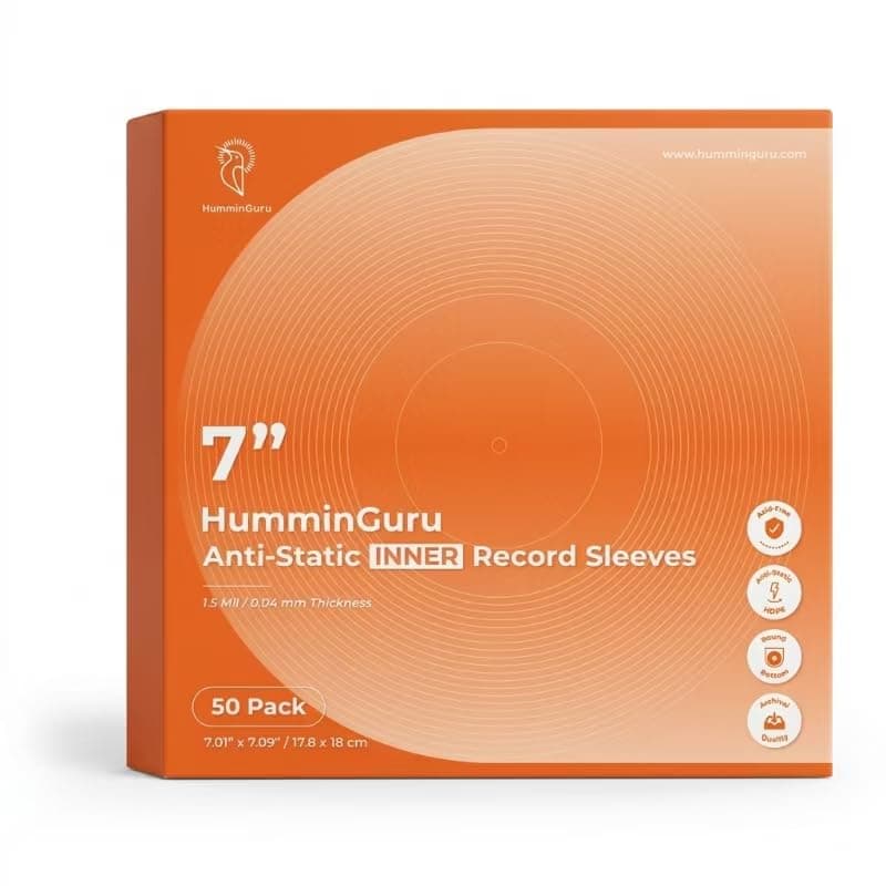 HumminGuru Fundas Interiores para Discos de Vinilo, Fundas para LP de Fondo Redondo de Fácil Inserción para Fundas de Álbum de 7 Pulgadas, Paquete de 50 (Fundas Interiores de 7“) - Image 1