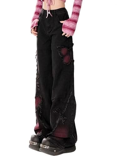 Emo Pants Emo Clothes Y2k Butterfly Pants Gothic Baggy Goth Cargo Jeans Tye Die Goth Gothic Clothes thumbnail 4