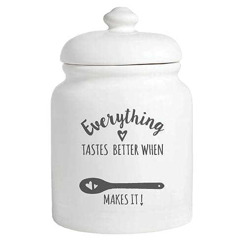 Personalized Planet Everything Tastes Better When Blank Makes It Ceramic Cookie Jar with Custom Name Printed on Ivory Chip Resistant Stoneware Container with Airtight Lid, 6.5x10.5 thumbnail 4