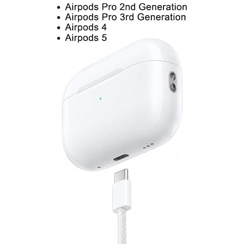 Airpods Pro 2nd/3rd Gen Charger, 20W USB-C Airpods 4/5 Charging Cord, USB C to usb c Woven Cable for AirPod Pro 3 (2025), Max 2 Wireless Earbuds, iPhone 18/17/17E/16/16E/15 Charging Cord Power Adapter thumbnail 2