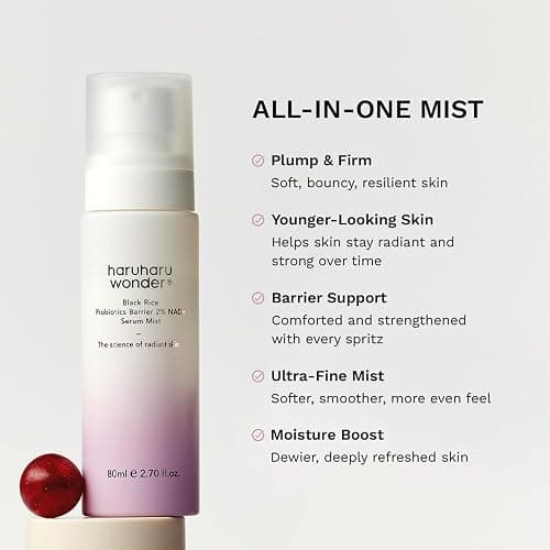 haruharu Wonder Black Rice Probiotics 2% NAD+ Serum Mist, Ultra-Fine Mist, Hydrating & Plumping, Barrier Support, Sensitive Skin, Ceramide, Korean Skincare, Vegan, 2.70 fl.oz thumbnail 7