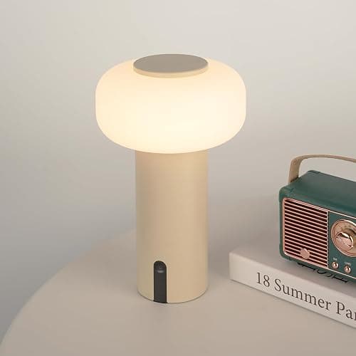 WEILAILUX Shower Lamp Waterproof, Outdoor Cordless Table Lamp Rechargeable, Portable Battery Operated Lamp, Touch Dimmable Night Light for Bedroom/Patio/Dinning/Camping (Khaki) - Image 1