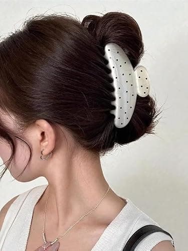 KEMMINTVN Strong Hold Polka Dot Hair Claw Clips Set of 2 for Thick Hair, Non-Slip Daily Styling, Cute All-Season Hair Accessories thumbnail 5