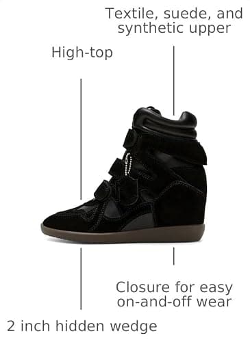 Dsevht Hidden Wedge Sneakers for Women High Top Fashion Sneaker Suede High Heel Platform Tennis Triple Strappy Band Casual Vintage Dressy Comfy Campus Trendy Retro Sneaker thumbnail 3