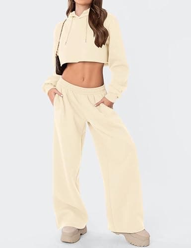 LOMON Wide Leg Sweatpants Women Fleece Sweat Pants Fall Clothes 2025 Teen Girl Baggy Jogger Sweatpant with Pockets thumbnail 4