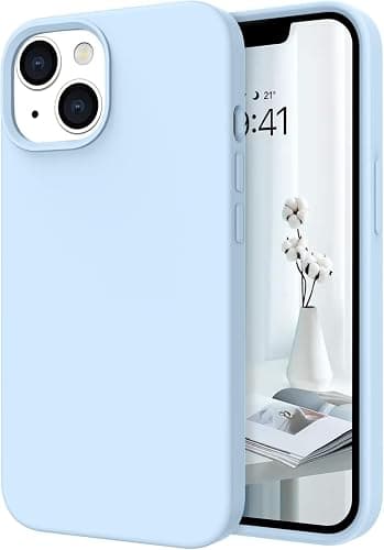 Telaso Compatible with iPhone 14 Case, Liquid Silicone Soft Gel Rubber iPhone 14 Phone Case Slim Thin Phone Case with Microfiber Lining Protective Phone Cases Cover for Men Women, Baby Blue - Image 1