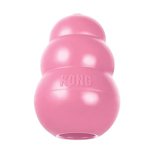 KONG - Puppy Toy Natural Teething Rubber - Fun to Chew, Chase and Fetch - for Small Puppies - Pink - Small (Pack of 1) - Pink