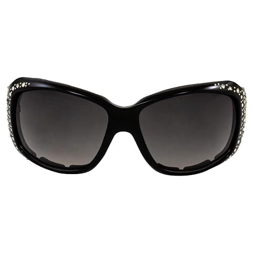 Rodeo Queen Angel Padded Motorcycle Bling Sunglasses for Women Black Frame w/Bling Rhinestones thumbnail 2
