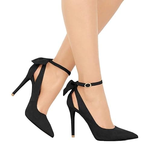 PiePieBuy Women's Pointed Toe High Heels Ankle Strap D'Orsay Pumps Shoes Bow Wedding Bowtie Back Dress Sandals thumbnail 2