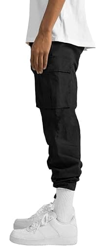 HUNGSON Mens Cargo Pants Drawstring Casual Hiking Pants Joggers Athletic Trousers Cotton Loose Straight Sweatpants for Men thumbnail 2