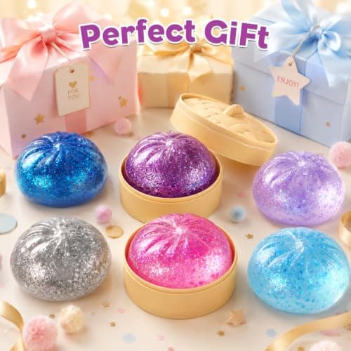 Sugar Dumpling Squishy Mystery Box - Cute Viral Squishy Dumpling Toy, Slow Rising Fidget Squeeze Toys for Stress Relief, Perfect for Desk Toys & Party Favors(Flash Pink) thumbnail 5