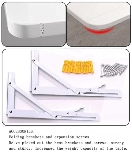 CYGJSYEA Wall Mounted Folding Table,White Floating Desk for Small Spaces,Stainless Steel Bracket Laundry Folding Table,Wall Folding Desk,Home Bars and Dining Establishments70x40cm /27.5" x 15.7" thumbnail 8