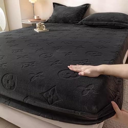 Thickened Milk Velvet Bedsheet, 3 Piece Set Coral Velvet Mattress Protective Cover, Winter Plush Bedsheet Cover thumbnail 3