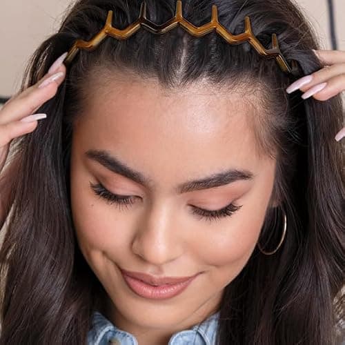 AIBFRID Zig Zag Headbands for Women Men Girls, Plastic Head Bands with Teeth Zigzag Fashion Hair Styling Accessories Wavy Shark Tooth Comb Headband Non Slip Trendy Hair Bands for Women’s Hair, 6 Packs thumbnail 8