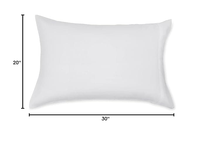 Amazon Basics Standard Pillow Cases Set of 2 - Lightweight, Super Soft Easy Care Microfiber, Bright White, 30" L x 20" W, Pillows Not Included thumbnail 2