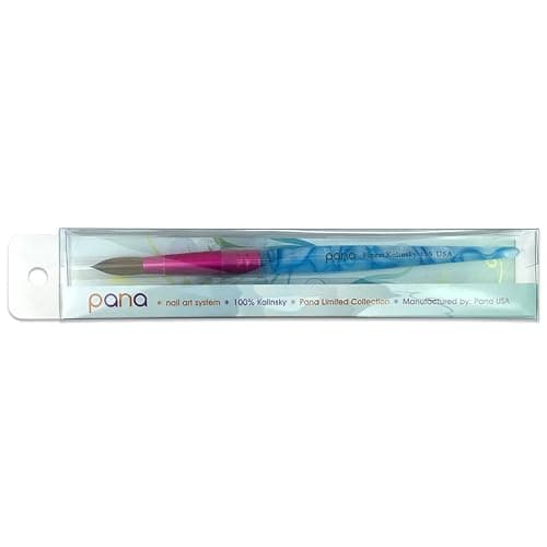 PANA USA Acrylic Nail Brush Pure Kolinsky Hair Acrylic White Swirl Blue Handle with Pink Ferrule Round Shaped - Size 12 thumbnail 5