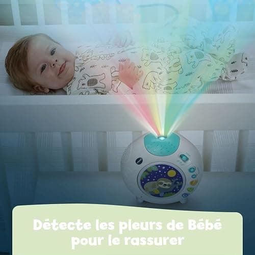 VTech - Lumi Veilleuse Nuit Enchantée Bleue, Veilleuse Bébé Musicale, Projection Lumineuse au Plafond, Musique Douce, Bruits Blancs et Sons de la Nature, Cadeau de Naissance - Contenu en Français thumbnail 4