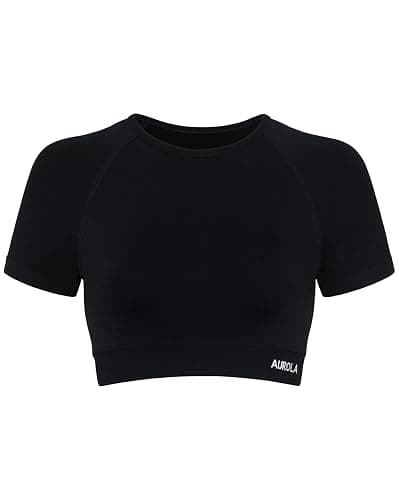 AUROLA Influence Crop Top Workout Shirts for Women, Ultra-Soft Seamless Gym T Shirts Short Sleeve Running Workout Tops - Image 1
