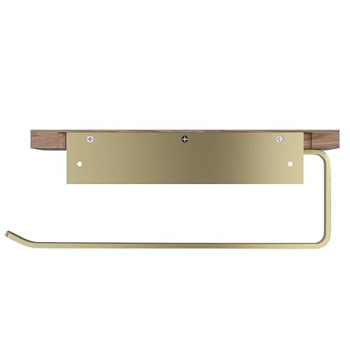 Danpoo Brushed Gold Paper Towel Holder Wall Mount, with Natural Walnut Shelf – Elegant Kitchen & Bathroom Organizer thumbnail 6