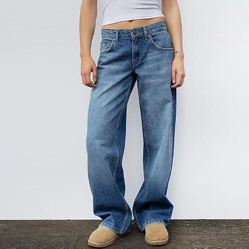 Women's Y2k Low Rise Baggy Jeans Washed Straight Wide Leg Denim Pants Casual Loose Vintage Fit Boyfriend Jean Denim Pants thumbnail 4