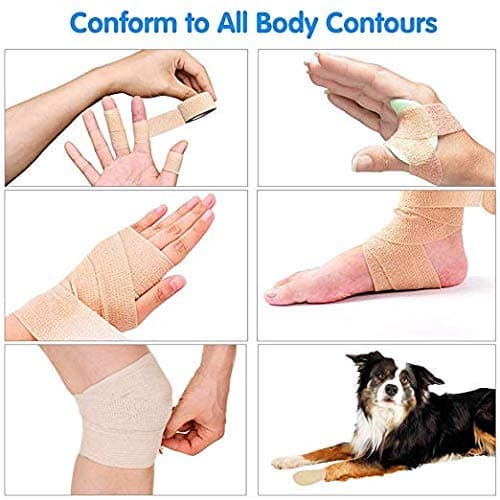 1 Inch Wide Skin Colour Elastic Self- Adhesive Bandage Finger Tape,Wrap Bandages for Wrist and Ankle for Chair and Table Legs to Reduce Friction and Noise-12pc thumbnail 4