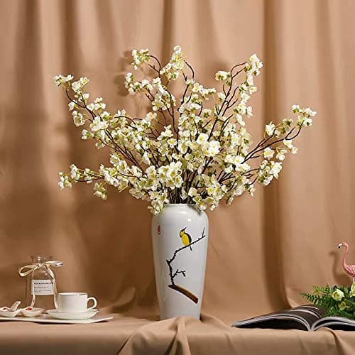 Olivachel Artificial Flowers Faux Plum Cherry Blossom Branches Fake Long Flower Stems for Home Wedding Party Decoration (White, 4Pcs/Pack) thumbnail 6