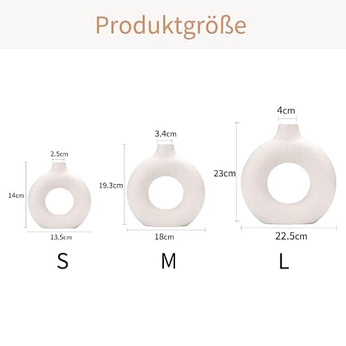 CEMABT Vases for Pampas Grass,Creative Vase Modern Home Decor,Handmade Vase White Ceramic Dried Flowers Craft Ornaments for Office Home Decoration thumbnail 3