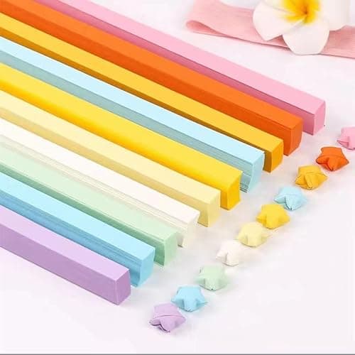 1080 Sheets Star Origami Paper - 10 Color Assortment, Double Sided, Solid Color, DIY Hand Art Crafts - Image 1