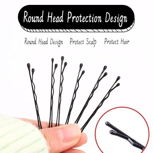 400 Pcs Hair Pins Kit, Including 100 Pcs Bobby Pins, 100 Pcs U Hair Pins, 200 Black Rubber Hair Bands, Hair Pin for Girls and Women, Great for All Hair Types (Black, Gold) thumbnail 3
