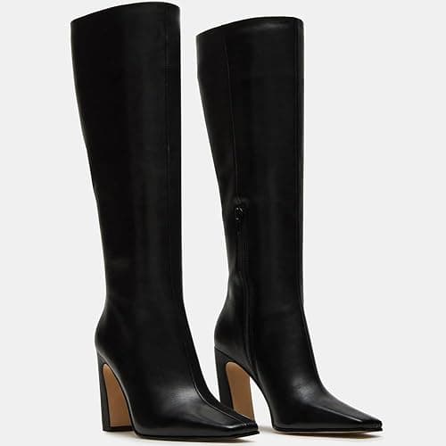 Lovee Cosee Knee High Boots for Women Square Toe Chunky Heeled Boots with Side Zipper Fashion Dress Elastic Tall Boots thumbnail 4