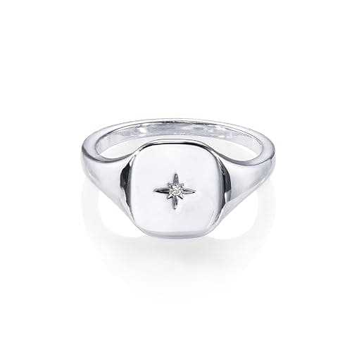 PAVOI 14K Gold Plated Engraved Signet Ring with North Star | Lightweight Thick Statement Rings for Women | Everyday Jewelry thumbnail 4