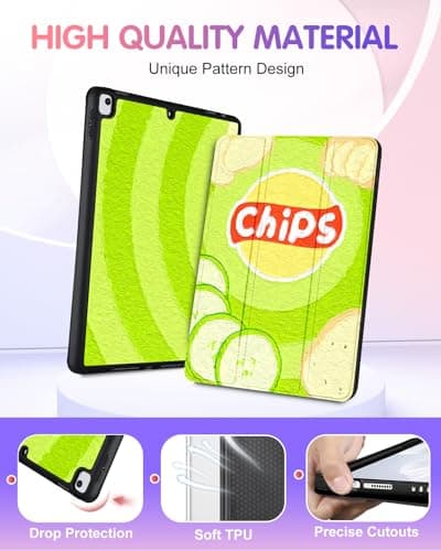 Uppuppy for iPad 9th/8th/7th Generation Case 10.2 Inch Girls Cute Boys Kids Women Folio Cover Pencil Holder Food Cartoon Cool Men Design Funny Fun Teen Cases for iPad 7/8/9 Gen A2602 A2270 A2197 thumbnail 3