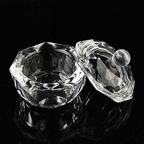 mollensiuer 2Pcs Clear Nail Art Acrylic Liquid Powder Dappen Dish Bowl Glass Crystal Cup Glassware with Lid for Nail Art Manicure Care Tools thumbnail 2