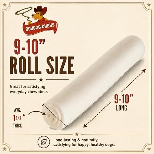 Cowdog Chews Retriever roll 9-10 inch All Natural Rawhide Product (20 Pack) thumbnail 2